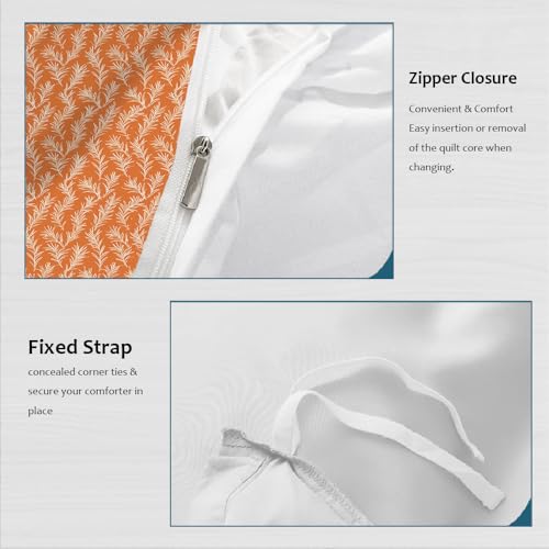 Housse de couette botanique orange 260x240cm pour raviver un lit terne