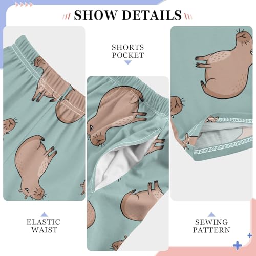 Boys' Pants Capybaras Light Blue Long Bottoms Jogger Pants Elastic Waist Trousers with Pockets S-XL4