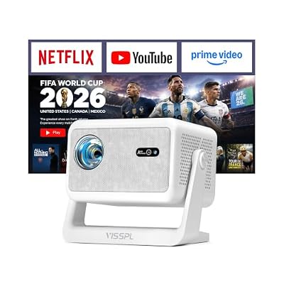 [Now with Netflix & 3200ANSI] 4K Smart Projector with WiFi and Bluetooth,Auto Focus & Keystone Portable Mini Projector with Stand,Outdoor Home Theater Small Proyector for bedroom White