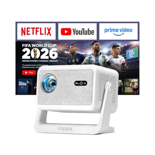 Image of [Now with Netflix & 3200ANSI] 4K Smart Projector with WiFi and Bluetooth,Auto Focus & Keystone Portable Mini Projector with Stand,Outdoor Home Theater Small Proyector for bedroom White