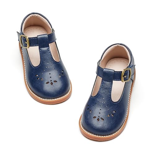 Image of GINFIVE Toddler Girls Dress Shoes Little Kids Flats School Mary Janes Shoes