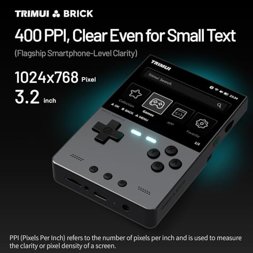 Image of TRIMUI Brick Hammer Retro Handheld Game Console - Metal CNC Aluminum Alloy Body, 3.2 inch IPS Screen, 8GB Storage, Expandable to 1TB, Built-in 3000mAh Battery