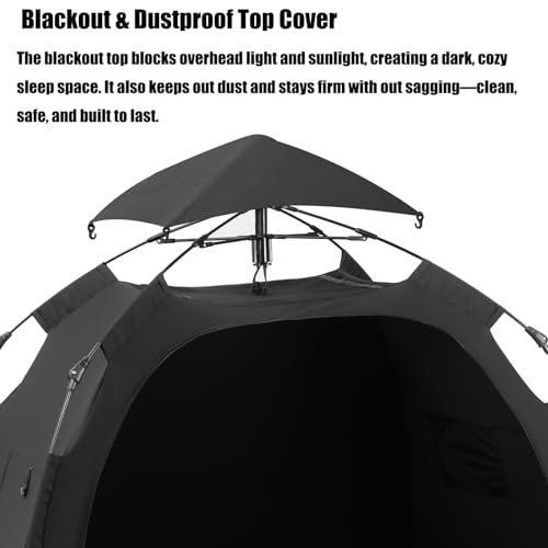 Image of PandaEar Portable Blackout Tent for Babies and Toddlers, Privacy Canopy Cover for Pack N Play, Mini Cribs, Foldable Sleep Pod Travel & Indoor Use, Blocks 95% Light, Black