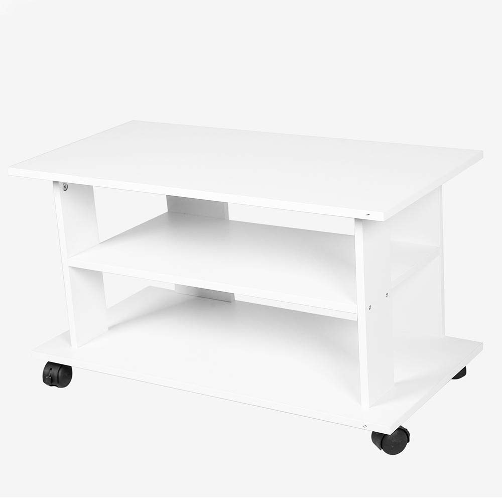 Bakaji Mobile TV in Legno MDF con 2 Ripiani Porta Console Videogiochi DVD e 4 Ruote Mobiletto Carrello Porta Televisore Design Moderno Dimensione 80 x 40 x 45 cm (Bianco)