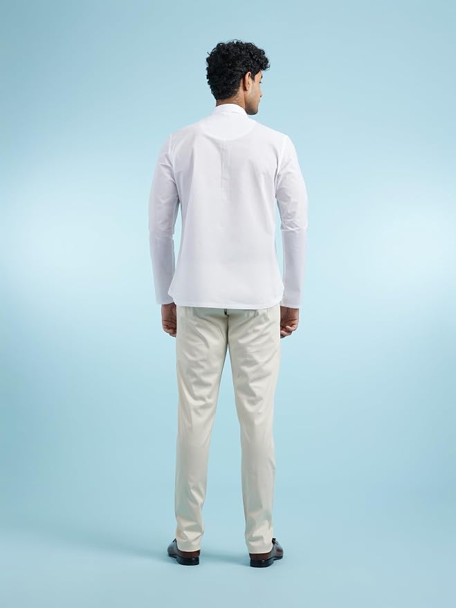 Image of DIWAS BY MANYAVAR Men's Cotton Solid Band Collar Short Kurta (1pc)