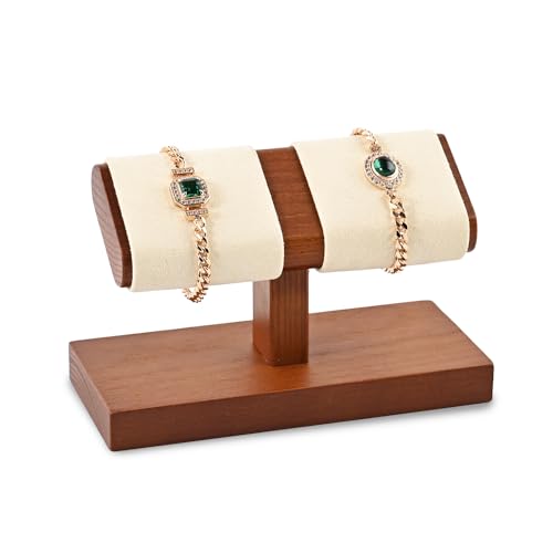 Papten Portaorologio in legno, contenitore per orologi Portaorologio per gioielli Espositore per gioielli per 2 orologi (beige)
