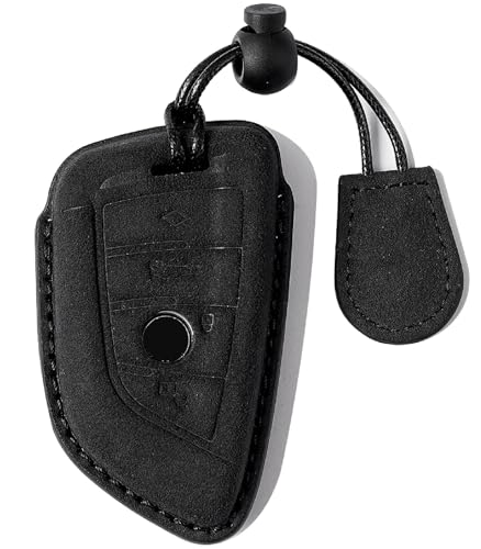 CGZOWYU Suede Genuine Leather Smar Key Fob Cover Compatible with