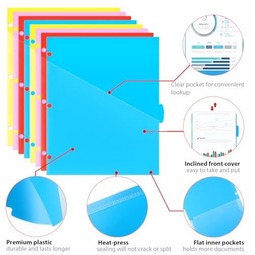 Intercalaires Plastique A4 avec Poches - Lot de 3 Sets à 5 et 8 Onglets Multicolores