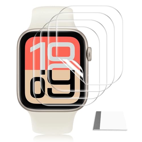 Paovkoi 4 Stück Schutzfolie für Apple Watch SE3/SE2/SE/Series 6/5/4 40mm HD Klar 3D Flexible TPU Kratzfest Blasenfrei Selbstheilende Volle Abdeckung für Displayschutzfolie iWatch 40mm