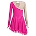 Ice Skating Dress for Women Sparkly Beads Long Sleeve Chiffon Skirt Figure Skating Dresses Adult Rhythmic Gymnastics Leotards Halloween Christmas Ballet Lyrical Dance Outfits Hot Pink M