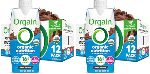 Image of Orgain Organic Nutritional Vegan Protein Shake, Smooth Chocolate - 16g Plant Based Protein, Meal Replacement, 22 Vitamins & Minerals, Fruits & Vegetables, Gluten Free, Non-GMO, 11 Fl Oz (Pack of 24)