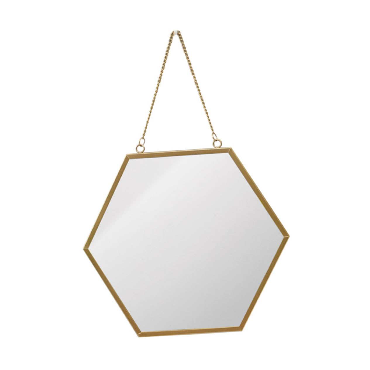 Miroir de salle de bain hexagonal en métal aux détails délicats