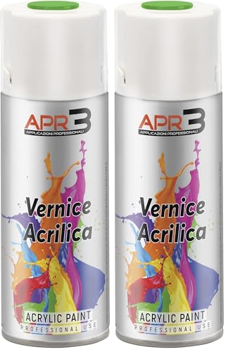 APR3 - S4006018 Vernis peinture Acrylique Multi-Usage, Couleur Vert Prairie RAL 6018, Aérosol En Fer-Blanc Recyclable de 400 ml (Lot de 2)