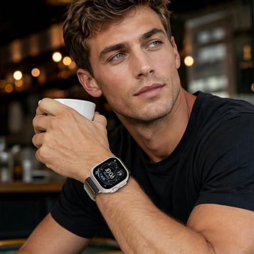 Image of Tactical Nylon Bands for Apple Watch Ultra 3 2 Band Series 11-1 /SE Men | Rugged Breathable Fabric, Nato Adjustable Sport Strap with Reinforced Connector for iWatch Ultra 49mm 46mm 45mm 44mm 42mm L