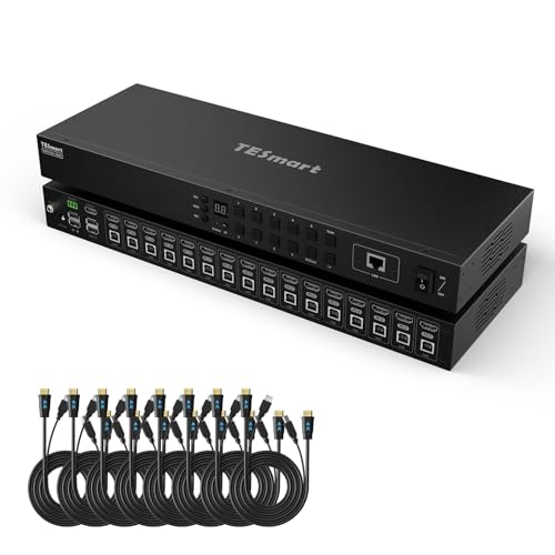 KVM HDMI 16 ports 4K commutateur rackable USB 2.0 pour gestion de serveurs LAN RS232