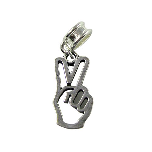 UniqueBeadsAndGifts Universal Peace Sign Two Fingers Charm
