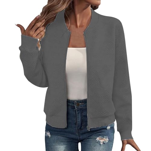 Bomber Jacket Women Textured Lightweight Jackets Casual Cropped Zipper Coat 2025 Fall Baseball Fashion Outerwear Outfits