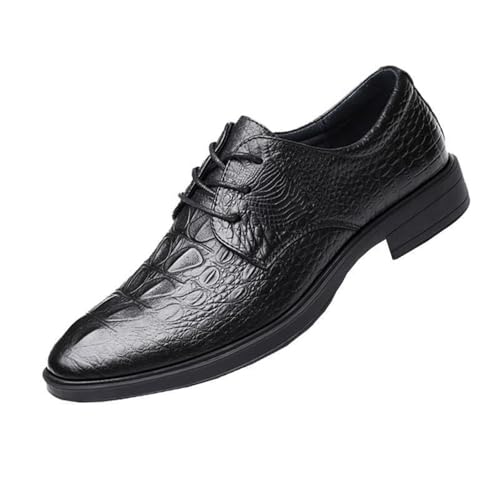 Men's Genuine Leather British Style Oxfords Spring Formal Wedding Shoes Elevated Sole Business Dress Shoes