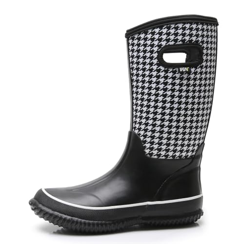 Image of WTW Womens Mid Calf Rain Boots - Waterproof Insulated Neoprene Rubber Boots Mud Outdoor Hunting Garden Boots