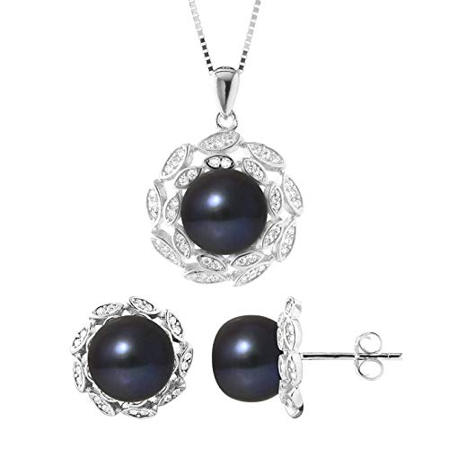 Preisvergleich Produktbild Pealrs & Colors Schmuck-Set - Silber - Zuchtperle - AM19-PAR231-BL