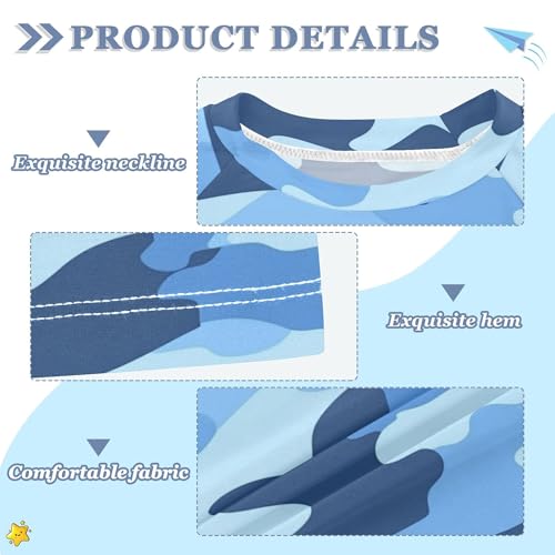 Blue Camouflage Bathing Suit Girls Sun Protection Football Sports Shirt Swimwear Beach Tops 3T3