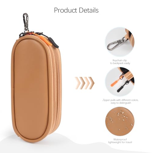 Image of Double Eyeglasses Case Soft Portable Zipper Sunglasses Pouch with Keychain Clip for Men Women