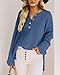 Saodimallsu Womens V Neck Oversized Sweaters Batwing Long Sleeve Button Up Henley Tops Pullover Loose Chunky Knit Jumper Navy