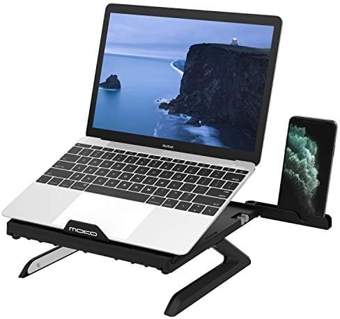 MoKo Laptop Stand, Multi-Angle Adjustable Laptop Holder for Desk Foldable Computer PC Riser Anti-Slip Mount for 2021 MacBook Pro 14", MacBook Pro Air, Surface Laptop, Notebook (10-15 Inch), Black