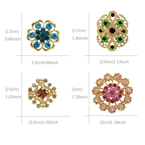 Image of 12 /36 Pieces Wedding Bouquet Brooches for Women Fashion, Rhinestone Bulk Flower Brooch Pins for Crafts