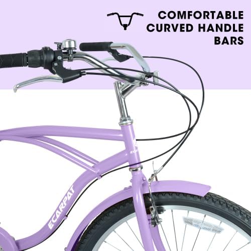 A26265B 26 Inch 7-Speed Beach Cruiser Bike for Men & Women High-Tensile Steel Frame & Lightweight Alloy Wheels with V-Brakes Multiple Colors for Leisure and Commuting