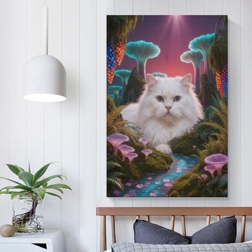 Cuadro de gato angora turco para quitar el vacio de tu salon 5