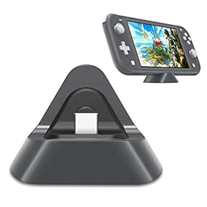 Portable Charging Dock for Nintendo Switch Lite and Switch, Stable Support Stand Charging Station for Switch Lite with Type C Input Port (Grey)