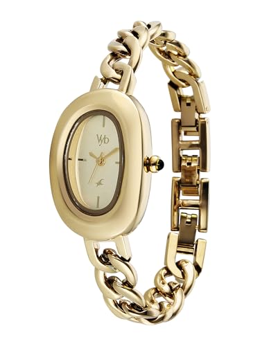 Image of Fastrack Vyb Mirage with Quartz Analog Gold Dial Gold Alloy Strap Watch for Girls - FV60119YM01W