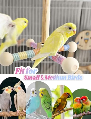 image for MRZZATA Bird Stand Perch Toy for Small & Medium Birds, 360° Rotating 