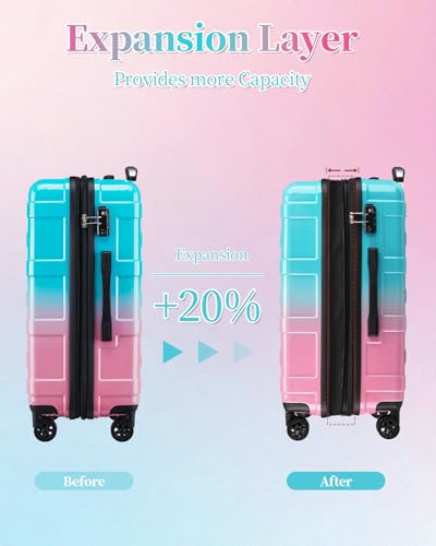 Image of Carry On Luggage 20 Inch With Spinner Wheels, Hardside Suitcase with TSA Lock, Expandable Carry On Suitcase for Women