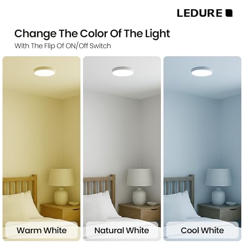 Image of LEDURE 15W Moon Plus Surface 3 in 1 LED Ceiling Light | Round Surface Mount Downlight | Warm, Natural & Cool White | Energy Efficient Indoor Outdoor Lamp | Pack of 2