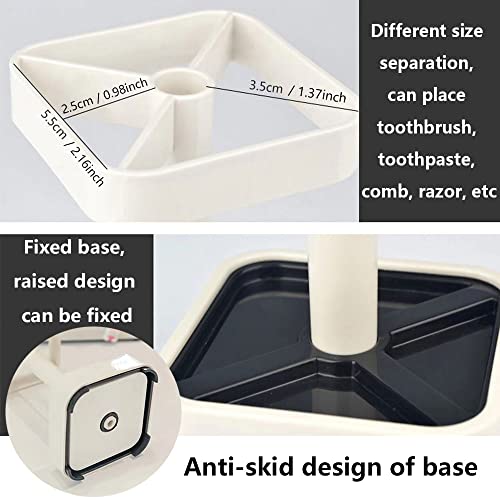 2 PCS Toothbrush Holder Stand with Cover/Cup, 4 Slots Toothbrush Holders for Bathrooms, Compatible with Toothpaste, Conventional Toothbrushes Storage, Razor Comb Multifunctional Storage - image 5