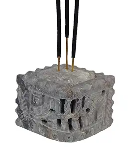 Purpledip Stone Candle Stand Incense Stick Holder: Multipurpose Agarbatti Stand with Carved Design (12678)