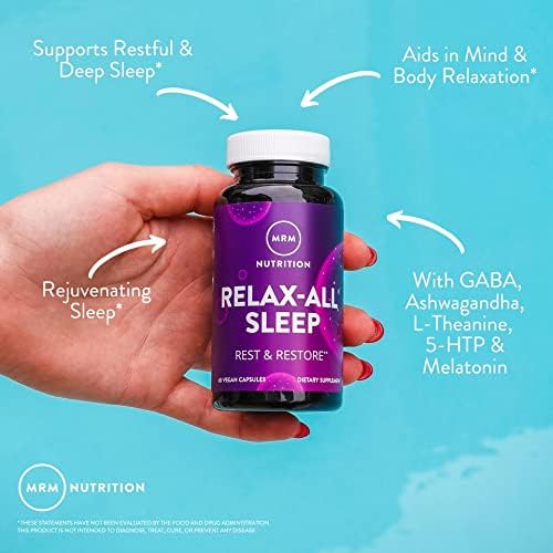 MRM Nutrition Relax-All ® Sleep | Helps You Fall Asleep | Restful + Restorative Sleep | with Melatonin + Ashwagandha| Good Night Sleep Without Feeling groggy | Vegan + Gluten Free | 30 Servings