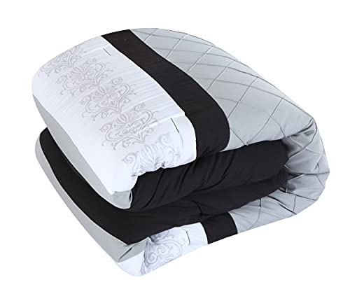 Chic Home 24 Piece Danielle Complete Pintuck Embroidery Color Block Bedding, Queen, Black #TOP7