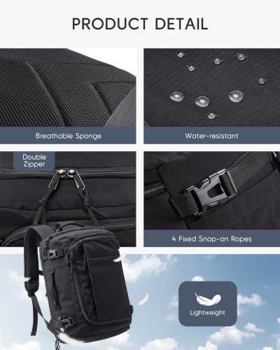 Image of Personal Item Bag 17x10x9 Flight Approved Travel Backpack | Shoe Wet Compartment USB Charging Port Waterproof Causal Bookbag Work Black