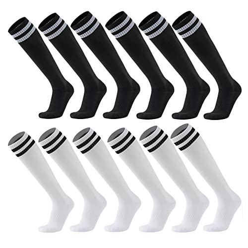 Ultrafun 6 Pairs Soccer Socks Color Stretchy Compression Knee High Tube Socks Football Athletic Socks for Men Women Teens