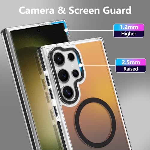Image of Magnetic Case for Samsung Galaxy S23 Ultra [Compatible with Magsafe] [Cute Fashion Fluorescent Design] [1 Screen Protector] Slim Translucent Matte Case for Galaxy S23 Ultra 6.8 inch, Black