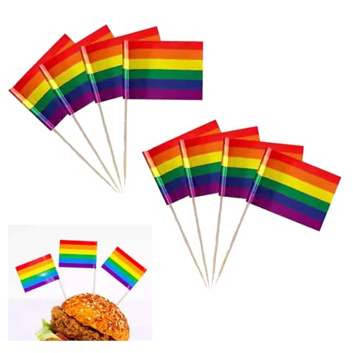 100 Stück Pride Flag,Regenbogen Flagge Regenbogenfahne Klein Regenbogenflagge Bunte Flaggen Zahnstocher Lustig Fahne Lgbtq Deko Gay Rainbow Flags Csd Accessoires Lgbt Decorations,für Lesbian Bisexual