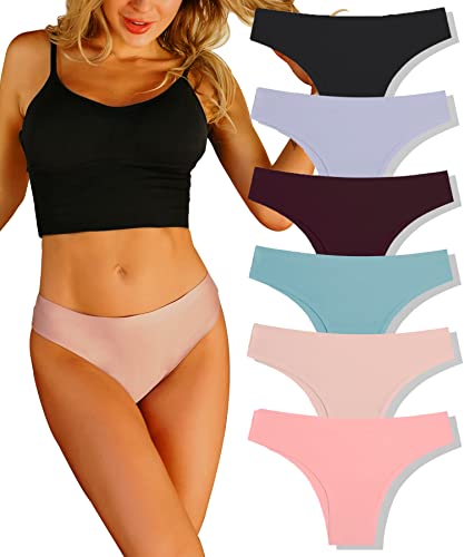 FINETOO 6er Damen Brasilian Slip Seamless Slip Damen Strings Nahtlos Hipster Unterhosen Tangas Set Sexy Unterwäsche Bequem Dessous Frauen Mehrfarbig XS-XL (S, BINKINI-B) Cover