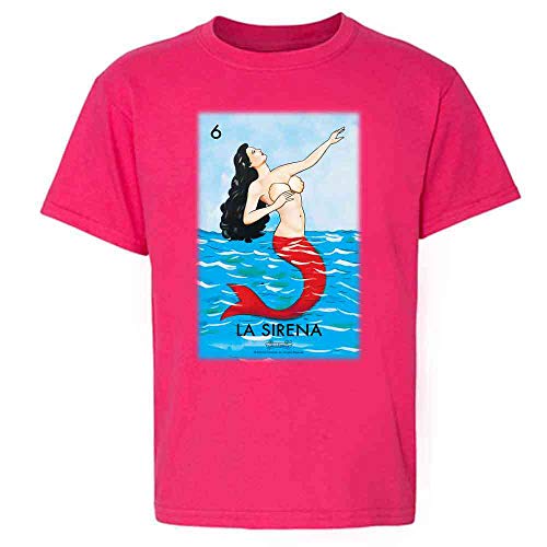 Pop Threads La Sirena Mermaid Loteria Card Mexican Bingo Youth Kids Girl Boy T-Shirt Pink L