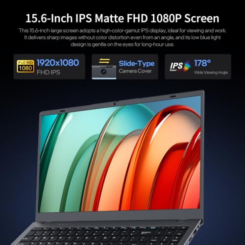 Image of BiTECOOL 15.6 FHD Laptop, N95 Quad Core, 12GB LPDDR5 256GB SSD, Fingerprint