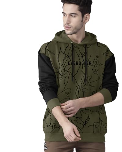 Image of EYEBOGLER Men's Printed Cotton Blend Hooded Neck Full Sleeves Sweatshirt
