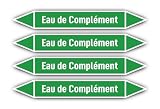 Adesivi: 300 x 45 mm, set di 4 pezzi, gruppo 1, acqua, marcatura dei tubi, conforme alla norma DIN 2403, lingua: francese, acqua di complemento