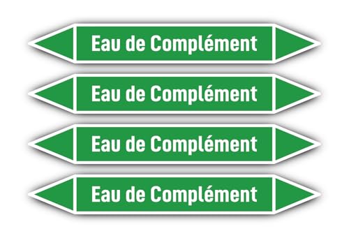 Pegatinas: 300 x 45 mm, 4 unidades – Groupe 1 – Eau – Conducto – según DIN 2403 – Idioma: francés – Eau de Complément